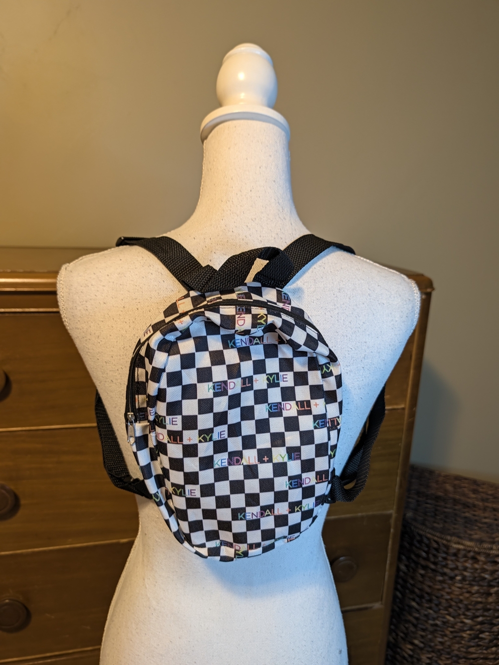 Kendall & Kylie Kids Checkerboard Mini Backpack - Black & White